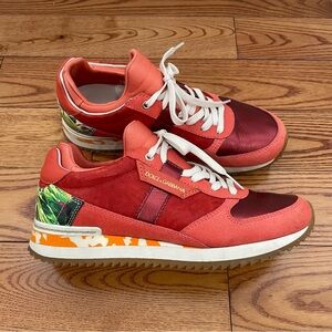Dolce & Gabbana Coral and Burgundy Low Top Sneakers